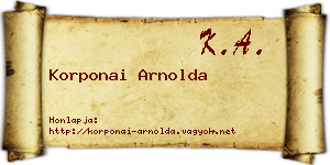 Korponai Arnolda névjegykártya